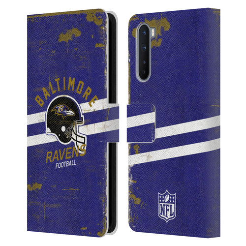 NFL Baltimore Ravens Logo Art Helmet Distressed Leather Book Wallet Case Cover For OnePlus Nord 5G