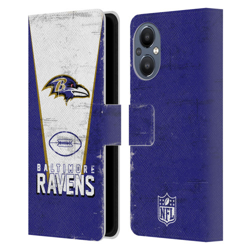 NFL Baltimore Ravens Logo Art Banner Leather Book Wallet Case Cover For OnePlus Nord N20 5G