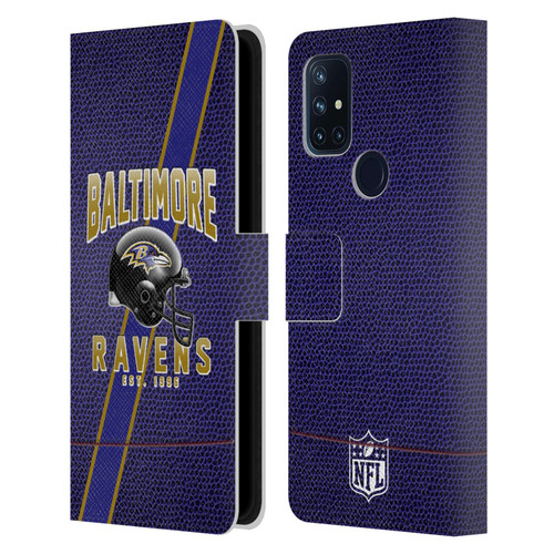 NFL Baltimore Ravens Logo Art Football Stripes Leather Book Wallet Case Cover For OnePlus Nord N10 5G