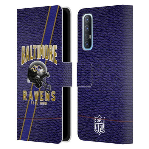 NFL Baltimore Ravens Logo Art Football Stripes Leather Book Wallet Case Cover For OPPO Find X2 Neo 5G
