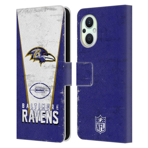 NFL Baltimore Ravens Logo Art Banner Leather Book Wallet Case Cover For OPPO Reno8 Lite