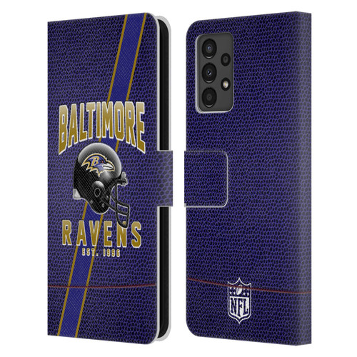 NFL Baltimore Ravens Logo Art Football Stripes Leather Book Wallet Case Cover For Samsung Galaxy A13 (2022)
