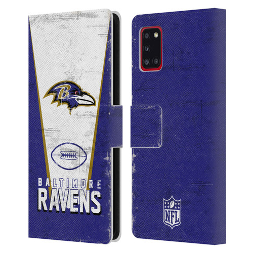 NFL Baltimore Ravens Logo Art Banner Leather Book Wallet Case Cover For Samsung Galaxy A31 (2020)