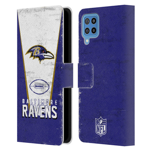 NFL Baltimore Ravens Logo Art Banner Leather Book Wallet Case Cover For Samsung Galaxy F22 (2021)