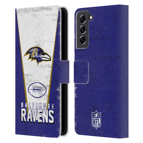 NFL Baltimore Ravens Logo Art Banner Leather Book Wallet Case Cover For Samsung Galaxy S21 FE 5G