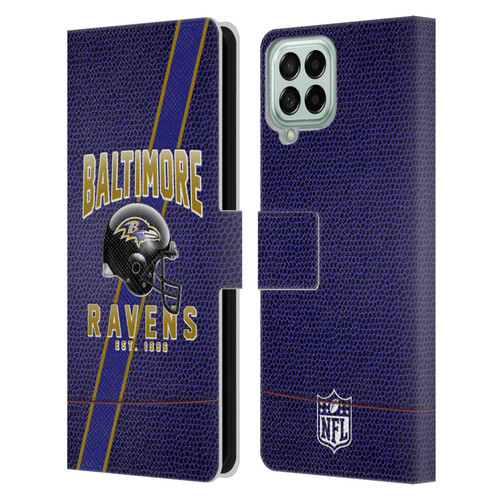 NFL Baltimore Ravens Logo Art Football Stripes Leather Book Wallet Case Cover For Samsung Galaxy M53 (2022)