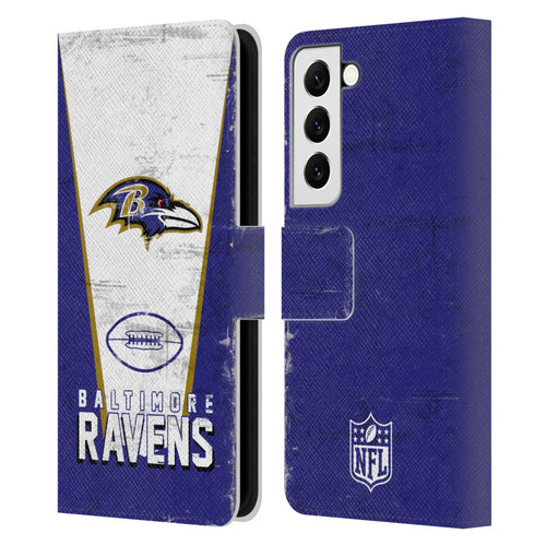 NFL Baltimore Ravens Logo Art Banner Leather Book Wallet Case Cover For Samsung Galaxy S22 5G