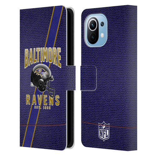 NFL Baltimore Ravens Logo Art Football Stripes Leather Book Wallet Case Cover For Xiaomi Mi 11