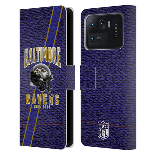 NFL Baltimore Ravens Logo Art Football Stripes Leather Book Wallet Case Cover For Xiaomi Mi 11 Ultra