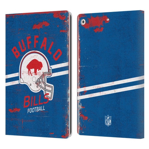 NFL Buffalo Bills Logo Art Helmet Distressed Leather Book Wallet Case Cover For Apple iPad 10.2 2019/2020/2021