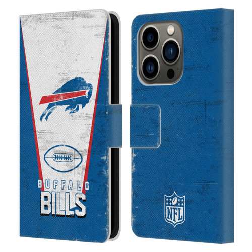 NFL Buffalo Bills Logo Art Banner Leather Book Wallet Case Cover For Apple iPhone 14 Pro