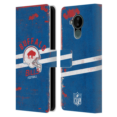 NFL Buffalo Bills Logo Art Helmet Distressed Leather Book Wallet Case Cover For Nokia C30