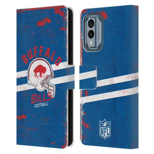 NFL Buffalo Bills Logo Art Helmet Distressed Leather Book Wallet Case Cover For Nokia X30