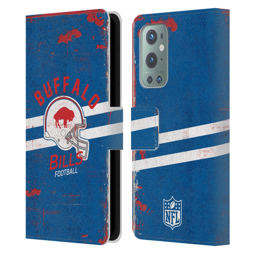 NFL Buffalo Bills Logo Art Helmet Distressed Leather Book Wallet Case Cover For OnePlus 9