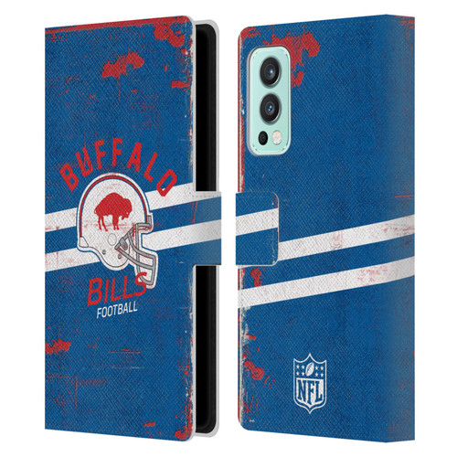 NFL Buffalo Bills Logo Art Helmet Distressed Leather Book Wallet Case Cover For OnePlus Nord 2 5G