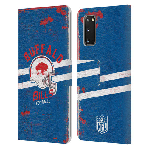 NFL Buffalo Bills Logo Art Helmet Distressed Leather Book Wallet Case Cover For Samsung Galaxy S20 / S20 5G