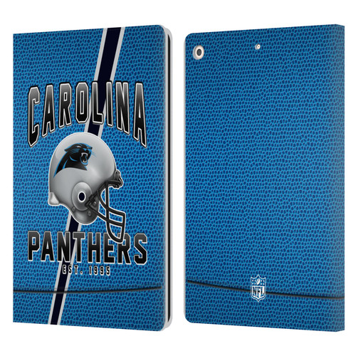 NFL Carolina Panthers Logo Art Football Stripes Leather Book Wallet Case Cover For Apple iPad 10.2 2019/2020/2021