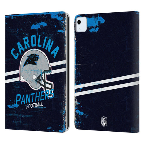 NFL Carolina Panthers Logo Art Helmet Distressed Leather Book Wallet Case Cover For Apple iPad Air 2020 / 2022