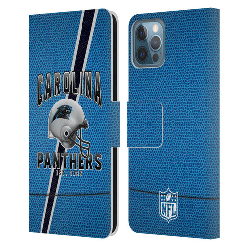 NFL Carolina Panthers Logo Art Football Stripes Leather Book Wallet Case Cover For Apple iPhone 12 / iPhone 12 Pro