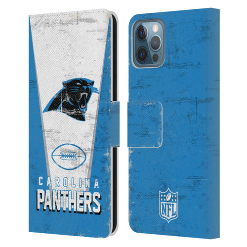 NFL Carolina Panthers Logo Art Banner Leather Book Wallet Case Cover For Apple iPhone 12 / iPhone 12 Pro