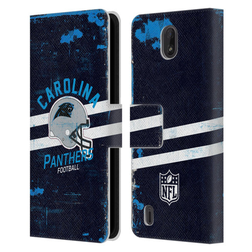 NFL Carolina Panthers Logo Art Helmet Distressed Leather Book Wallet Case Cover For Nokia C01 Plus/C1 2nd Edition