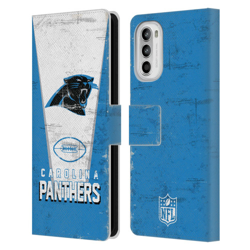 NFL Carolina Panthers Logo Art Banner Leather Book Wallet Case Cover For Motorola Moto G52