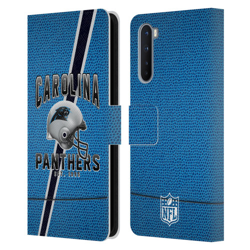 NFL Carolina Panthers Logo Art Football Stripes Leather Book Wallet Case Cover For OnePlus Nord 5G