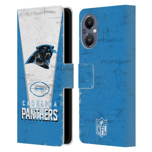 NFL Carolina Panthers Logo Art Banner Leather Book Wallet Case Cover For OnePlus Nord N20 5G