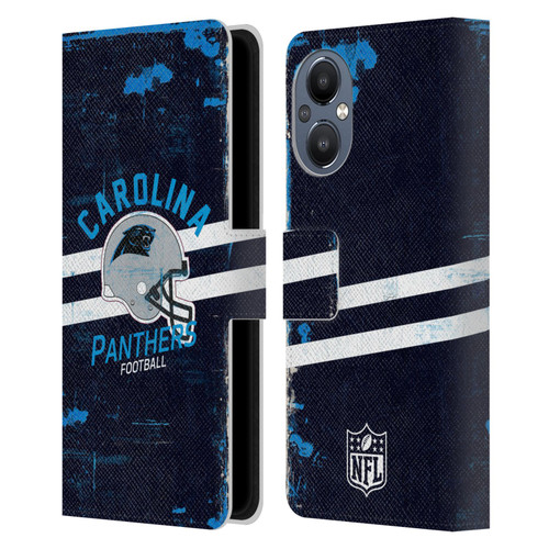 NFL Carolina Panthers Logo Art Helmet Distressed Leather Book Wallet Case Cover For OnePlus Nord N20 5G
