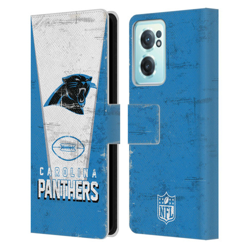 NFL Carolina Panthers Logo Art Banner Leather Book Wallet Case Cover For OnePlus Nord CE 2 5G