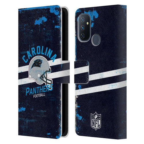 NFL Carolina Panthers Logo Art Helmet Distressed Leather Book Wallet Case Cover For OnePlus Nord N100