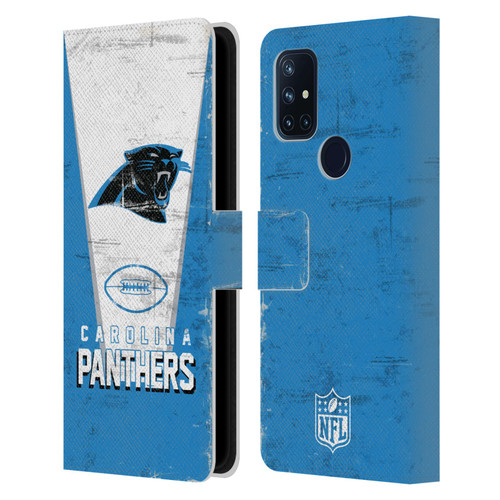 NFL Carolina Panthers Logo Art Banner Leather Book Wallet Case Cover For OnePlus Nord N10 5G