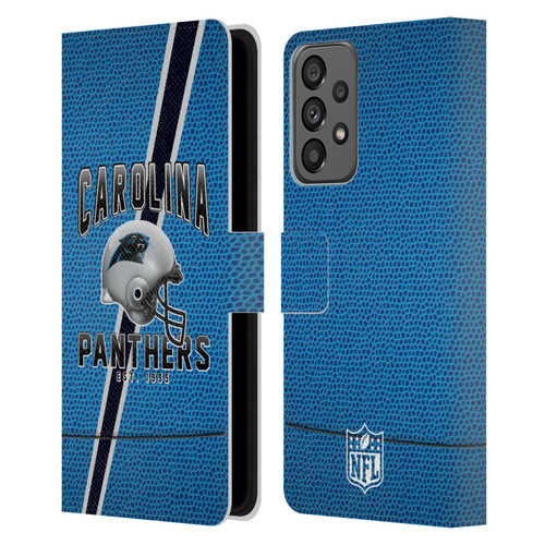 NFL Carolina Panthers Logo Art Football Stripes Leather Book Wallet Case Cover For Samsung Galaxy A73 5G (2022)