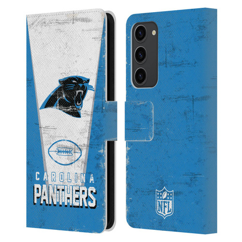 NFL Carolina Panthers Logo Art Banner Leather Book Wallet Case Cover For Samsung Galaxy S23+ 5G