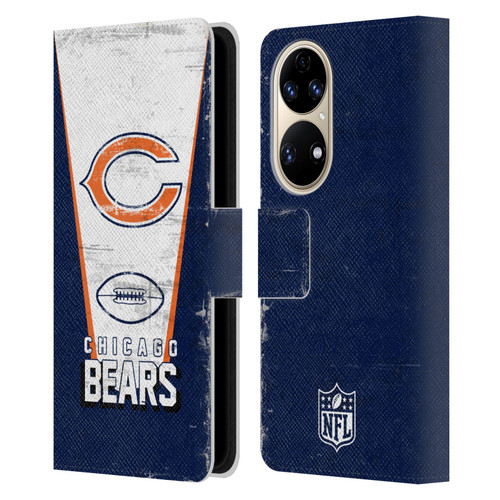 NFL Chicago Bears Logo Art Banner Leather Book Wallet Case Cover For Huawei P50