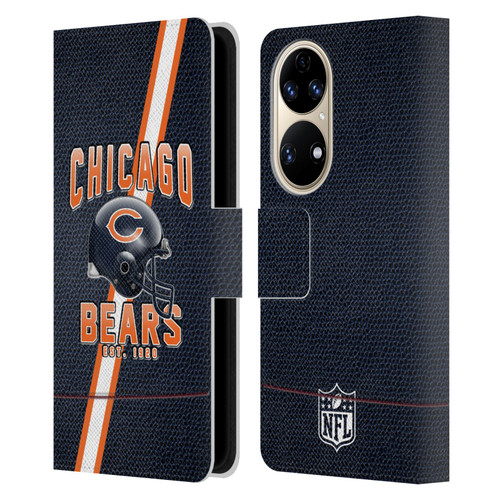 NFL Chicago Bears Logo Art Football Stripes Leather Book Wallet Case Cover For Huawei P50