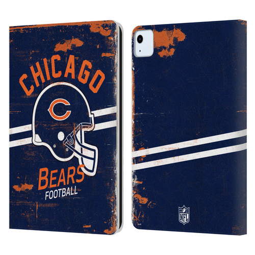 NFL Chicago Bears Logo Art Helmet Distressed Leather Book Wallet Case Cover For Apple iPad Air 2020 / 2022