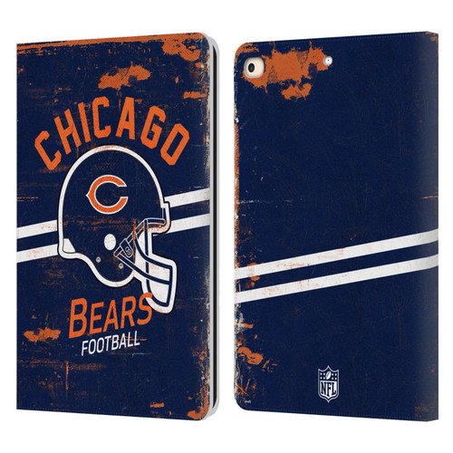 NFL Chicago Bears Logo Art Helmet Distressed Leather Book Wallet Case Cover For Apple iPad 9.7 2017 / iPad 9.7 2018