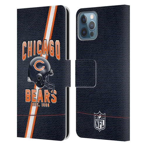 NFL Chicago Bears Logo Art Football Stripes Leather Book Wallet Case Cover For Apple iPhone 12 / iPhone 12 Pro
