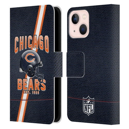NFL Chicago Bears Logo Art Football Stripes Leather Book Wallet Case Cover For Apple iPhone 13 Mini