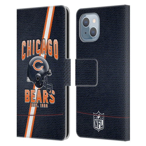 NFL Chicago Bears Logo Art Football Stripes Leather Book Wallet Case Cover For Apple iPhone 14