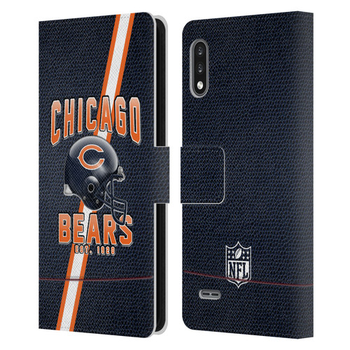NFL Chicago Bears Logo Art Football Stripes Leather Book Wallet Case Cover For LG K22