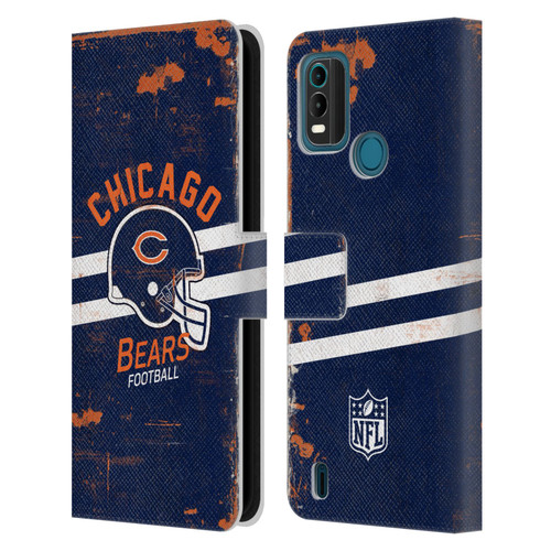 NFL Chicago Bears Logo Art Helmet Distressed Leather Book Wallet Case Cover For Nokia G11 Plus