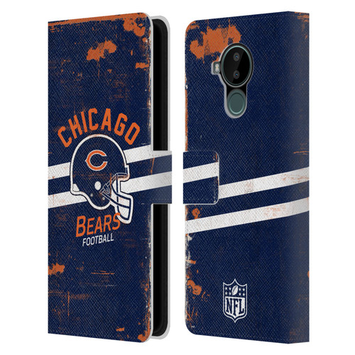 NFL Chicago Bears Logo Art Helmet Distressed Leather Book Wallet Case Cover For Nokia C30