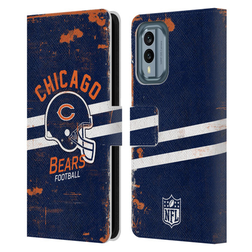 NFL Chicago Bears Logo Art Helmet Distressed Leather Book Wallet Case Cover For Nokia X30