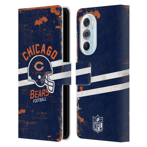 NFL Chicago Bears Logo Art Helmet Distressed Leather Book Wallet Case Cover For Motorola Edge X30