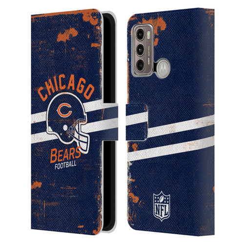 NFL Chicago Bears Logo Art Helmet Distressed Leather Book Wallet Case Cover For Motorola Moto G60 / Moto G40 Fusion