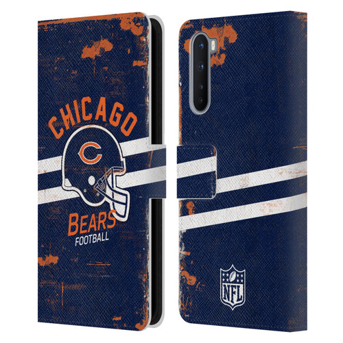 NFL Chicago Bears Logo Art Helmet Distressed Leather Book Wallet Case Cover For OnePlus Nord 5G