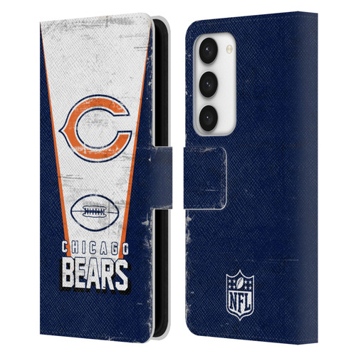NFL Chicago Bears Logo Art Banner Leather Book Wallet Case Cover For Samsung Galaxy S23 5G