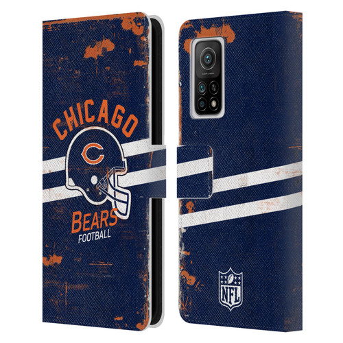 NFL Chicago Bears Logo Art Helmet Distressed Leather Book Wallet Case Cover For Xiaomi Mi 10T 5G